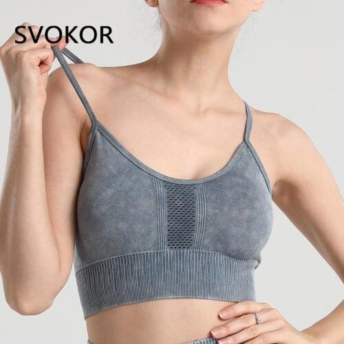 SVOKOR Cross Back Women Sports Bras Push Up Sexy Female Straps Gym Top Skin-Friendly Active Sport Wear Workout Underwear