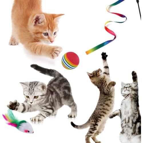 21pcs Funny Cat Toys Combination Set Cat Stick Rainbow Tunnel Tool Pet Indoor Interactive Kitten Gift Hot Toys Cat Pet Supplies