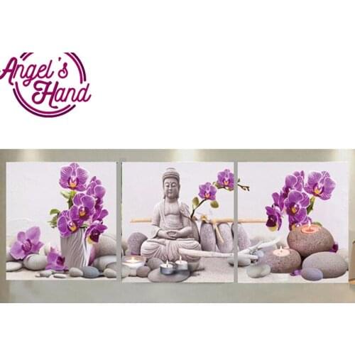 3pcs 5D Diy Diamond Painting Cross Stitch kits Handmade Diamond Embroidery buddha orchid Rhinestones Diamond Mosaic Home decor