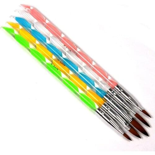 5pcs Acrylic Nail Art UV Gel Carving Pen Brush Liquid Powder DIY Acrylic Nail Brushes set Nail Art Decoration Nail Tools