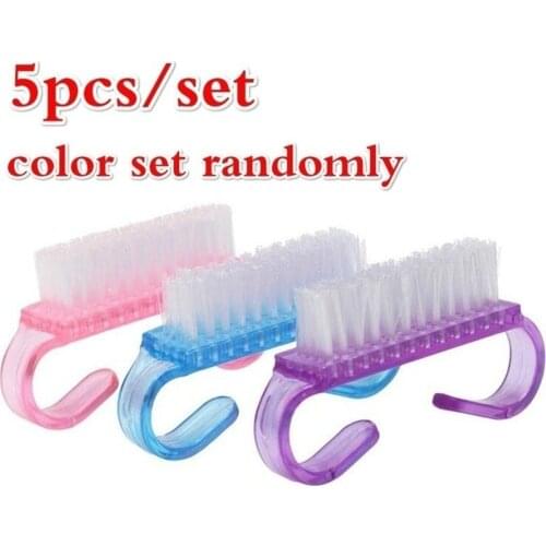 5 Piece/set color random Hot Sales Nail Cleaning Clean Brush Tool File Manicure Pedicure Soft Remove