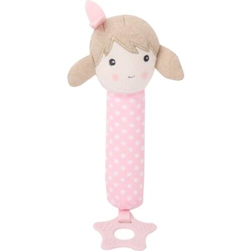 Safe Infant Teether Soft Plush Rattle Handbells Toys Baby Development Soother Handle 0-24 Months