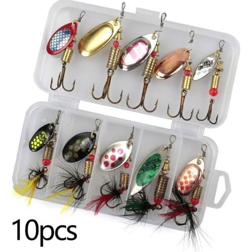 10Pcs/set Metal Fishing Lures Hook Sequin Spoon Bait 3g-7g Spinnerbait Isca Artificial with Box Fish Tackle