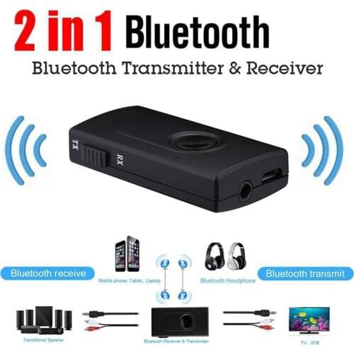 Bluetooth Transmitter and Receiver, 2-in-1 Wireless 3.5mm Adapter Low Latency, 2 Devices Simultaneously, For TV/Home Sound Sys