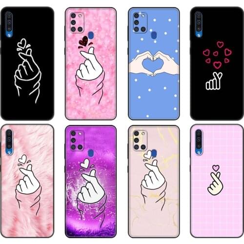 Black tpu Case For Samsung Galaxy A50 50S A30S A10 A11 A21S A31 A41 A51 A71 M21 S10 LITE Black And White Love kpop heart drawing