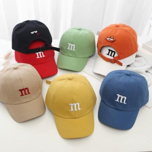 Childrens Kid Baseball Cap for Girls Boy Hats Children Sun Hat Sunscreen Baby Hat Hip Hop M Letter Embroidered Kids Caps 1-6Y