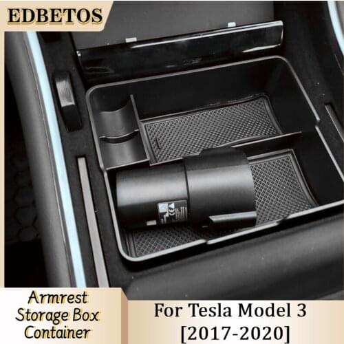 For Tesla Model 3 2017 2018 2019 2020 Double Storage Design Tissue Box Trash Can Stowing Tidying