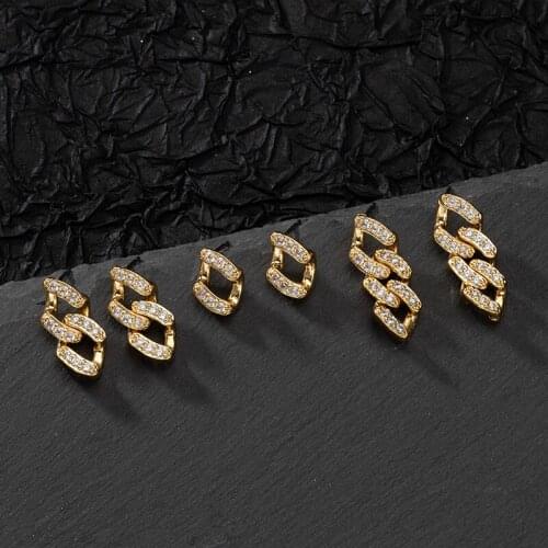 Jaeeyin 2020 Shiny Luxury Full Rhinestone Dangle Thick Cuban Link Gold Color Trendy Punk Style Earring Women Gift Girl Lady