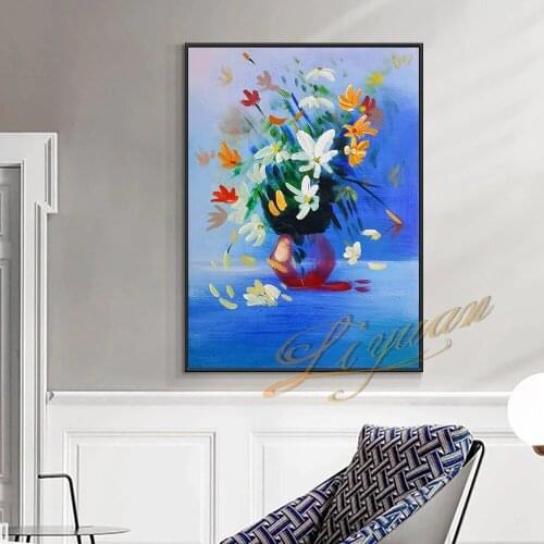 Handmade oil painting canvas abstract oil painting modern canvas wall art living room decorative frameless flower painting