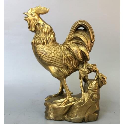China brass gold cock crafts statue