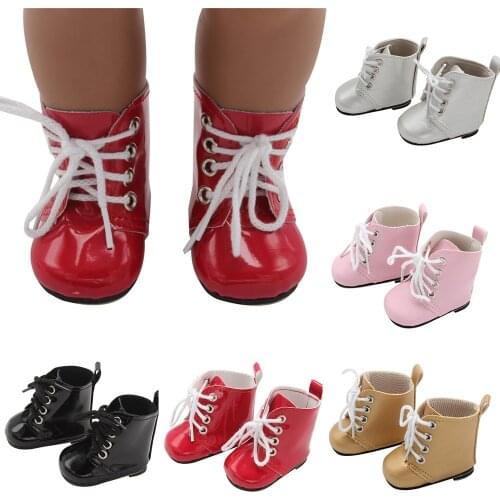 Dolls Boots Shoes for 43cm Height Girl Doll White Black Red Pink Golden Color Shoes for 18inch American Doll Doll Accessories