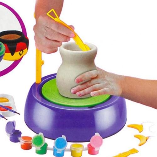 Mini Craft Toys DIY Non-toxic Multicolor Ceramic Pottery Machine for Kids Pottery Wheels Arts And Crafts Child Toy Gift