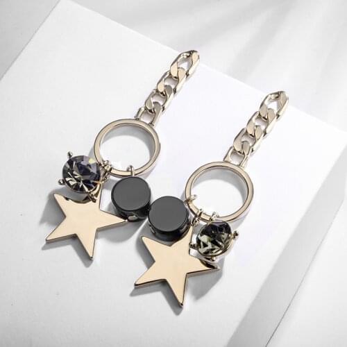 2021 Trendy Sale New circle five-pointed star earrings earrings female Crystal from Swarovskis 2 Colors For Women Party
