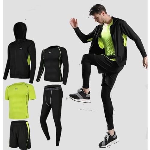 New Summer Running Set Men Sports Suit Gym Fitness Clothing Compression Basketball Running Jogging Training Underwear Sportswear