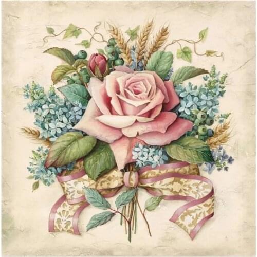 Pink Flower Rose Bouquet Cross Stitch Kits 14CT Unprinted 11CT Print Crafts For Embroidered Handmade Art Set Wall Home Decor