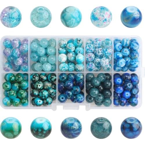 Box Set 200Pcs Natural Stone Beads DIY 8mm Blue Color Crack Glass Round Sodalite Beads Crafts Jewelry Making Charms Bracelets