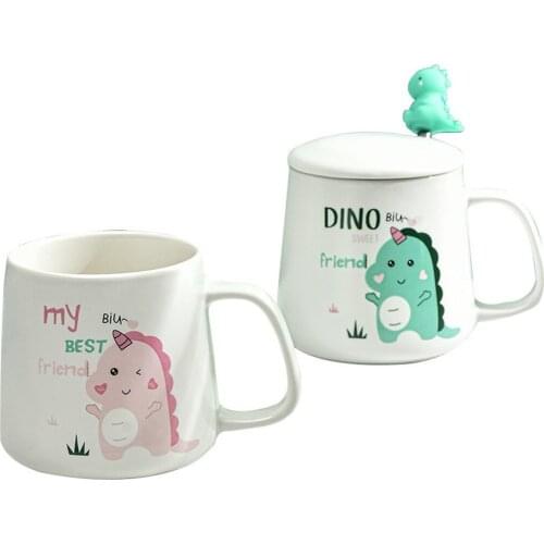 One Product Dropshipping Cute Mug with Lid Spoon Children Drinking Cup Ceramic Mesh Red Breakfast Cup Customization Cartoon