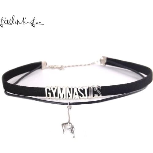 Little Minglou fashion gymnastics Choker Necklace Charm Pendant Velvet handmade Collar Jewelry choker for women Collares Mujer