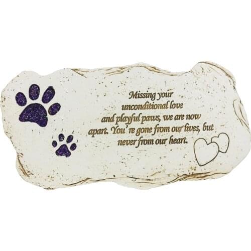 Pet Memorial Dog Stone Hand-Printed Personalized Loss of Pet Gifts (Shining Paw) Indoor Or Outdoor Garden Memorial Stone JSYS