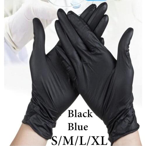 Nitrile Gloves Black 100pcs/lot Food Grade Waterproof Allergy Free Disposable Work Safety Gloves Synthetic Guantes Moto S/M/L/XL