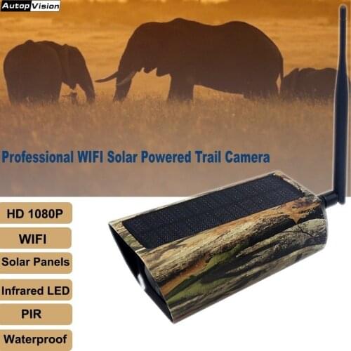 Professional 1080P WIFI Trail Camera 2MP Solar panels Wild Hunting Camera with Infrared LED PIR Waterproof Night Vision SD Card