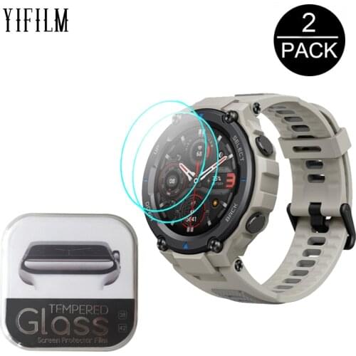2pcs 2.5D HD Clear Tempered Glass For Huami AMAZFIT T-Rex TRex Pro SmartWatch Screen Protector 9H Anti-Scratch Protective Glass