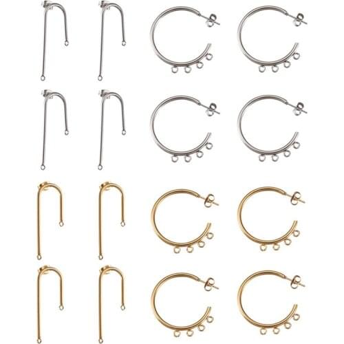 Pandahall 8pairs 304 Stainless Steel Stud Earring Findings Ear Hook Ear Nuts/Earring Backs for Jewelry Making DIY Earring