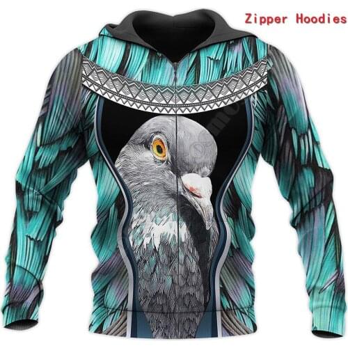 PLstar Cosmos 3D Printed Hoodies Beautiful Pigeon Harajuku Streewear Funny Men Women Zip Hoodies/Sweatshirt/Jacket