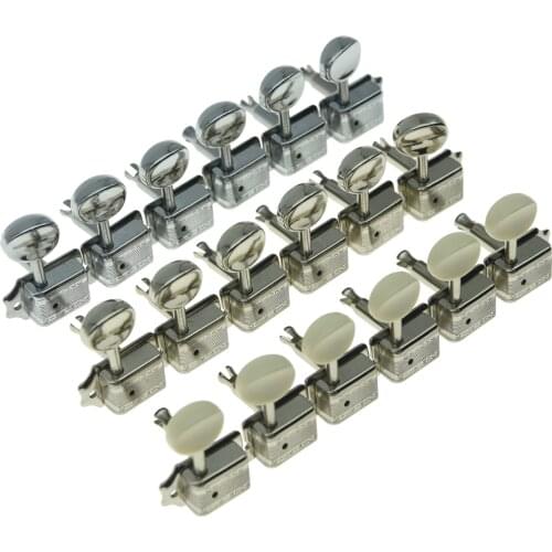Wilkinson Deluxe 6 Inline Vintage Guitar Tuners with Split Shaft Guitar Tuning Pegs Machine Heads for Strat Tele Guitars