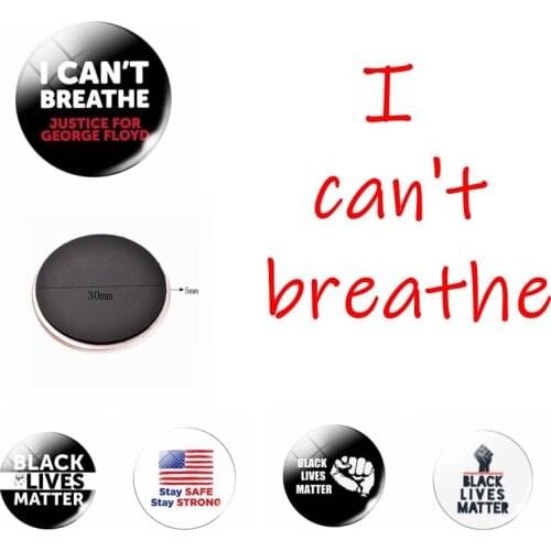 "I CAN'T BREATHE"Quote Glass Convex Fridge Magnet"BLACK LIVES MATTER' Freedom and Equality Message Board Sticker Home decoration