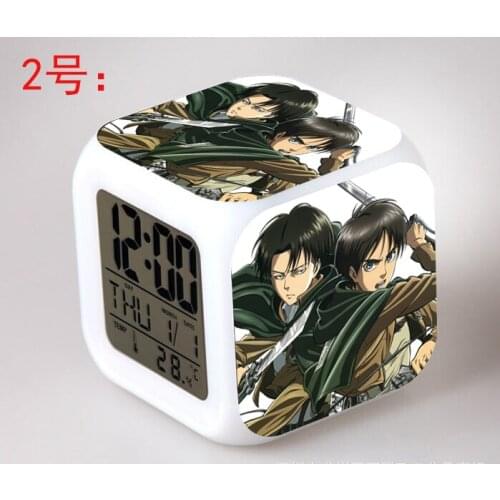 Japanese Anime Attack on Titan LED 7 Color Flash Digital Alarm Clocks Kids Night Light Bedroom Clock reloj despertador