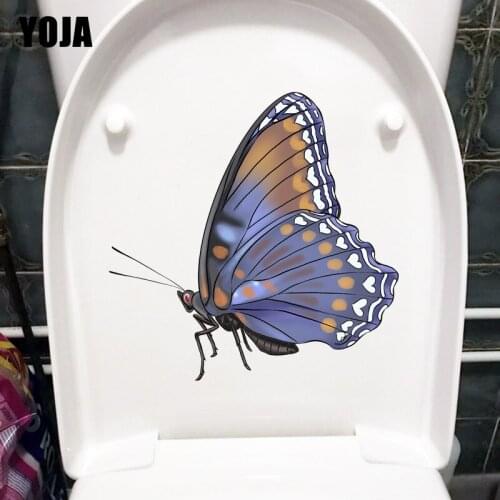 YOJA 21.1X21.1CM Cartoon Grey Butterfly Wall Sticker Funny Room Toilet Decoration Decal T1-2016