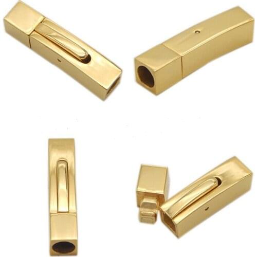 316L Stainless Steel Snap Bayonet Clasps Gold Plated Connectors Clasp for 4/5mm Round Leather Cord