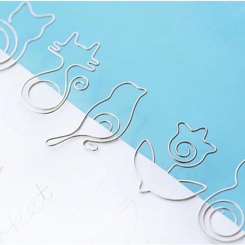 Cute cat metal bookmarks paper clips book page holder Office accessories School supplies separador de libros