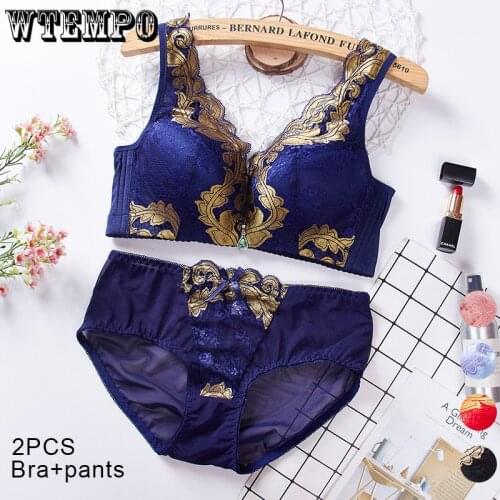 Plus Size Bra Sets Women Lingerie Suit Sexy Push Up Bras Underwear Panties Wireless Floral Brassiere Panty Woman Bralette 2021