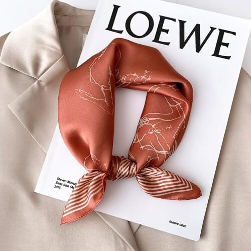 New 2021 100% Natural Real Silk Scarf Fashion Women Summer Beach Small 53*53cm Neck Scarves Shawl Bandana Hijab Pashmina Poncho