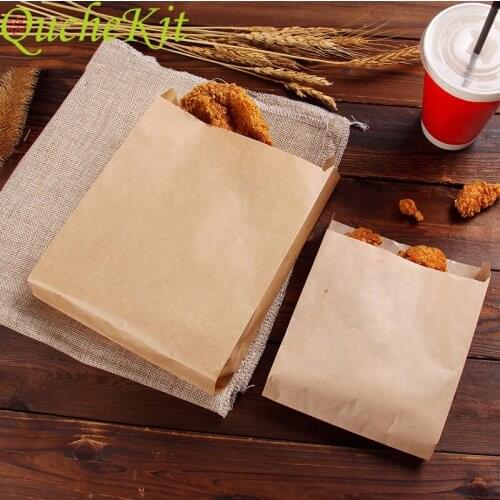 10pcs Kraft Paper Food Packaging Bags Cake Biscuit Snack Candy Bags Wedding Favor Party Wrapping Supplies Takeout Paper Bags