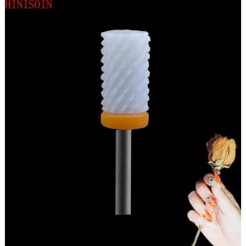 10pcs White Ceramic Nail Drill Bit - Small Barrel Bit