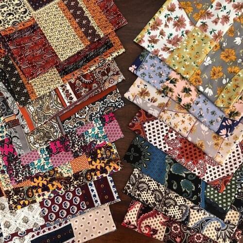 Plain printed fabric patch stitching floral printed fabric spring and summer womens dress clothing fabric