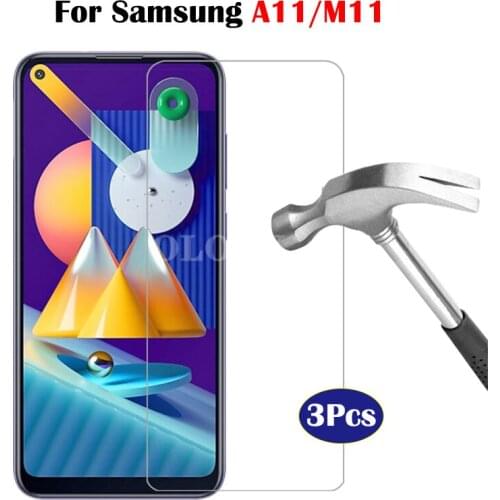 3Pcs Protective Glass For Samsung A11 M11 Tempered Glass Screen Protector Protection Film On Samsun A/M 11 a 11m Galaxya11 Verre