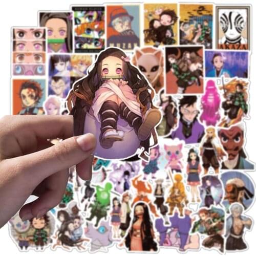 50pcs Anime Demon Slayer Kimetsu No Yaiba Sticker Waterproof PVC Skateboard Luggage Motorcycle Guitar Kid Boy Vsco Sticker