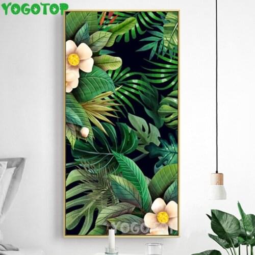 Diamond painting round square Green Leaves Wall Art Canvas Painting Green Style Plant Nordic Posters and embroidery YY4965