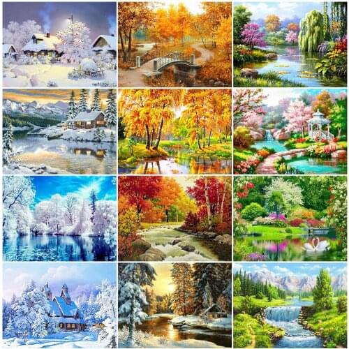Diamond Painting Full Square/Round Winter Diamond Embroidery Landscape 5d Cross Stitch Needlework House Decor for Home