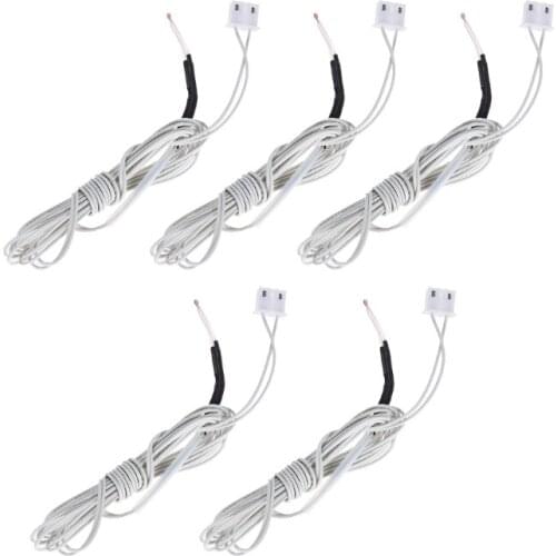 Anet 5pcs NTC 3950 100K ohm Thermistor Temperature Sensor with 1.1m Cable For A8 A6 E10 E16 E12 RepRap Prusa i3 3D Printer
