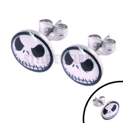 Free Shipping! Enamel Jack Ghost skull Earrings Stainless Steel Jewelry Fashion Lovely Motor Biker Earring Studs SJE370041
