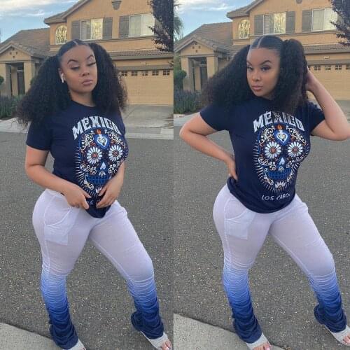 Ueteey New Two-piece Cartoon Print Folds Women Pant Set
