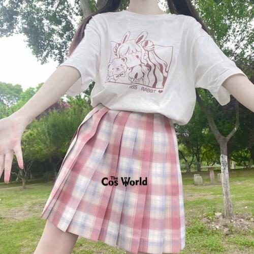 [Characium] Girls Summer High Waist Pleated Skirts Plaid Skirts Women Dress For JK School Uniform Students Cloths