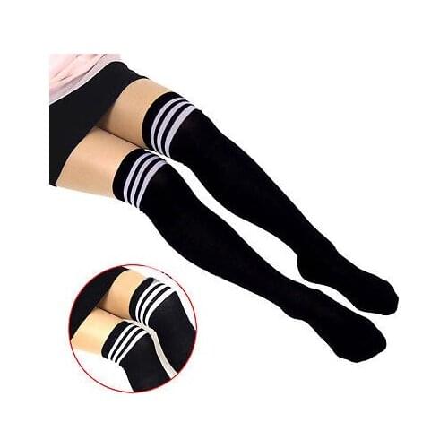 Winter Women Ladies High Hosiery Stockings Over The Knee Black White Blue Red Sexy Schoolgirl Stockings Cotton