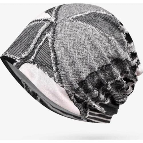 COKK 2020 New Spring Summer Thin Hat Men Women Beanie Cotton Soft Geometric Pattern Skullies Beanies