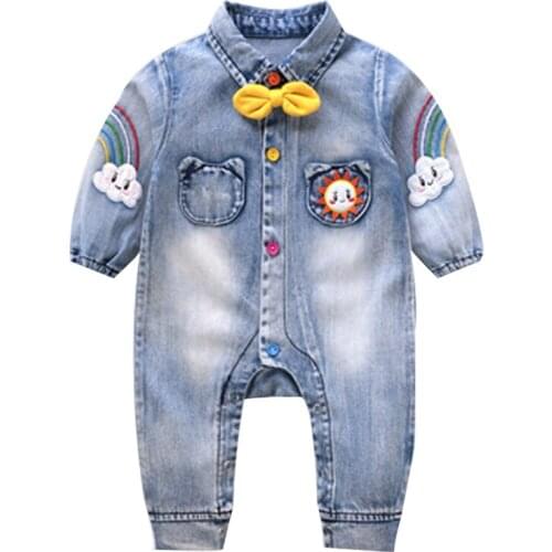 Boy Denim Jumpsuit Body Baby Boy Clothes 1st birthday rainbow Bodysuit Infantil Menino Bebek Giyim Daddys Infant Clothing